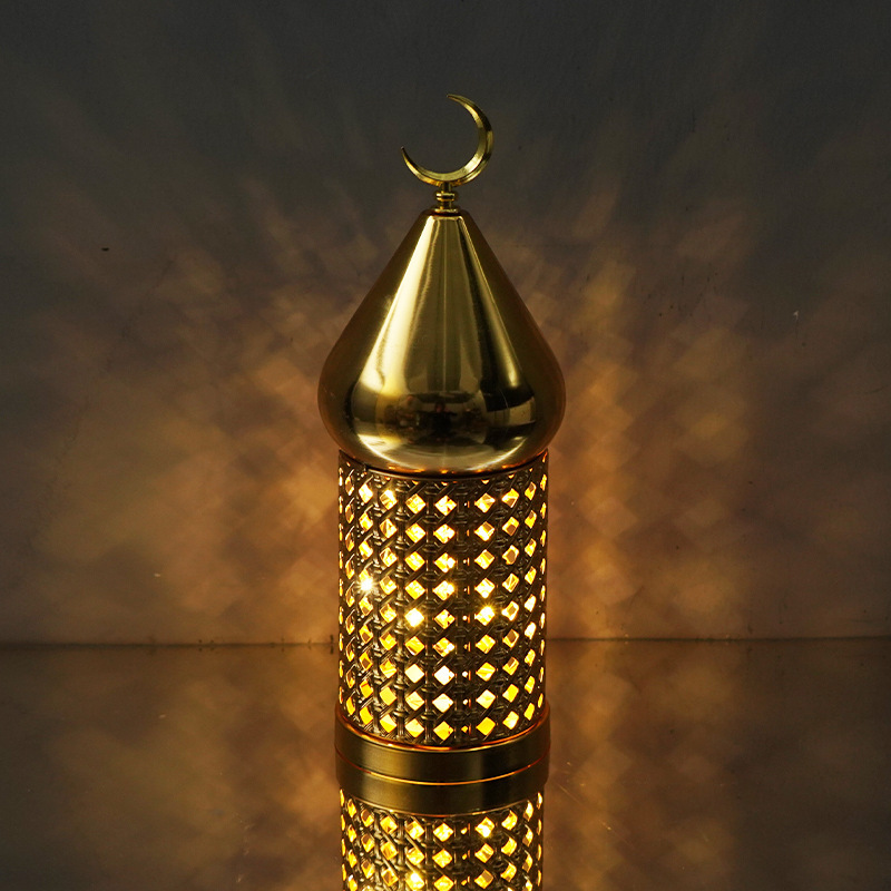 MatoRino-Ramadan Eid Mubarak Metal Lantern Muslim Mosque LED Ramadan Lantern Decoration