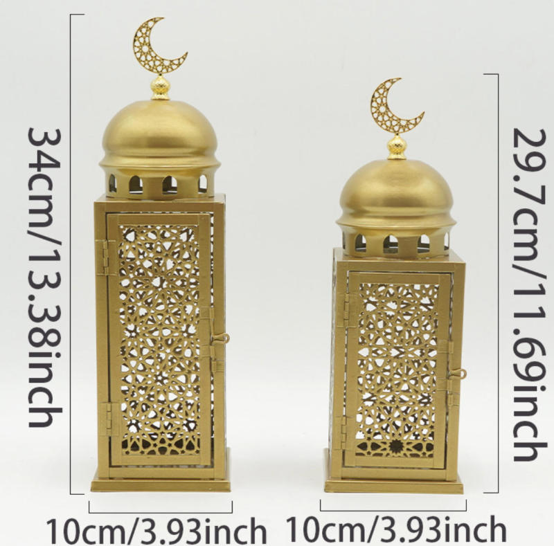 Matorino -Islamic Style Decorative Lanterns with Openable Door, 2 size Gold/White color Metal Lanterns for Ramadan, Weddings & Home Accents