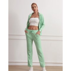 Custom Logo casual crop hoodie fitness training tracksuit fitted velour women jogger sports tracksuit velour two piece set