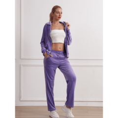 Custom Logo casual crop hoodie fitness training tracksuit fitted women jogger sports tracksuit velour two piece set