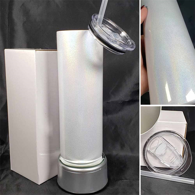 RafeeSub 20oz White Glitter Sublimation Tumbler