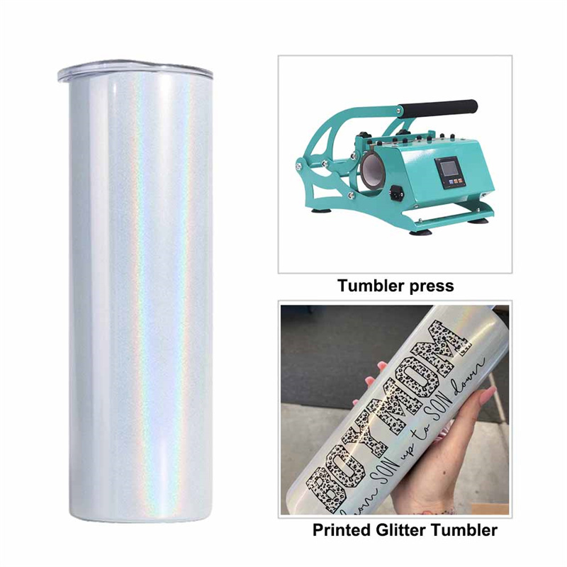 RafeeSub 20oz White Glitter Sublimation Tumbler