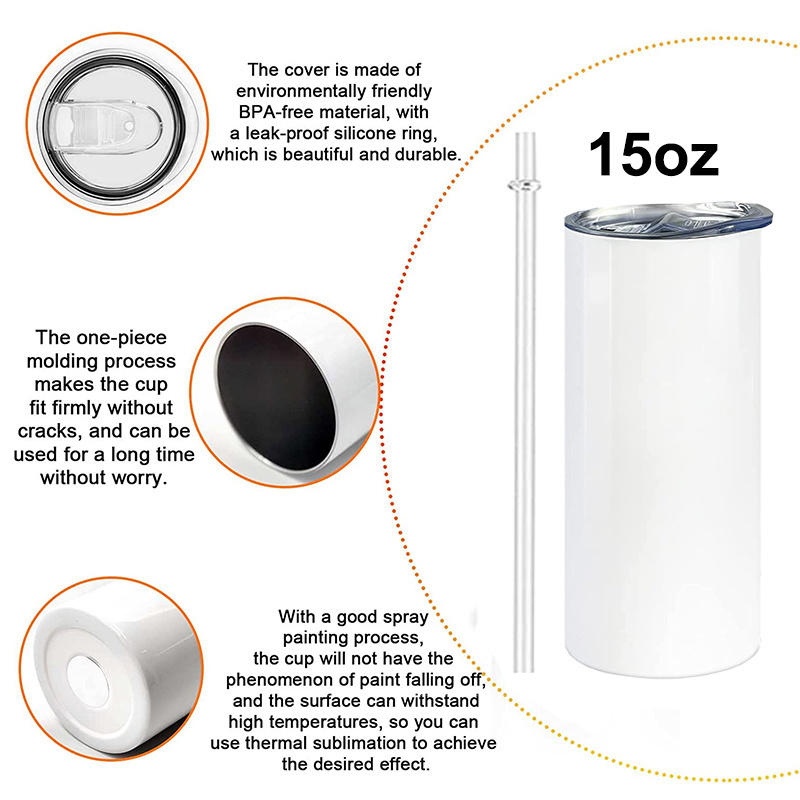 15oz Sublimation tumbler | Plastic Straw | - RafeeSub
