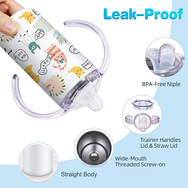 12oz Sublimation Kids Sippy Cup | 2 Lids | - RafeeSub