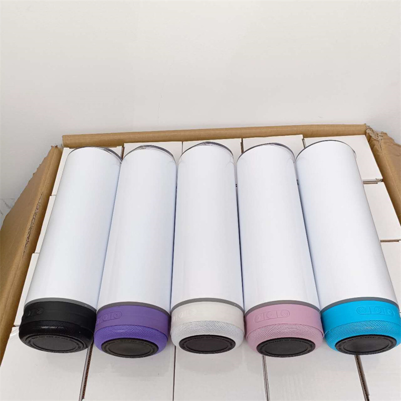 20oz Bluetooth Speaker Sublimation Tumbler | Plastic Straw | - RafeeSub