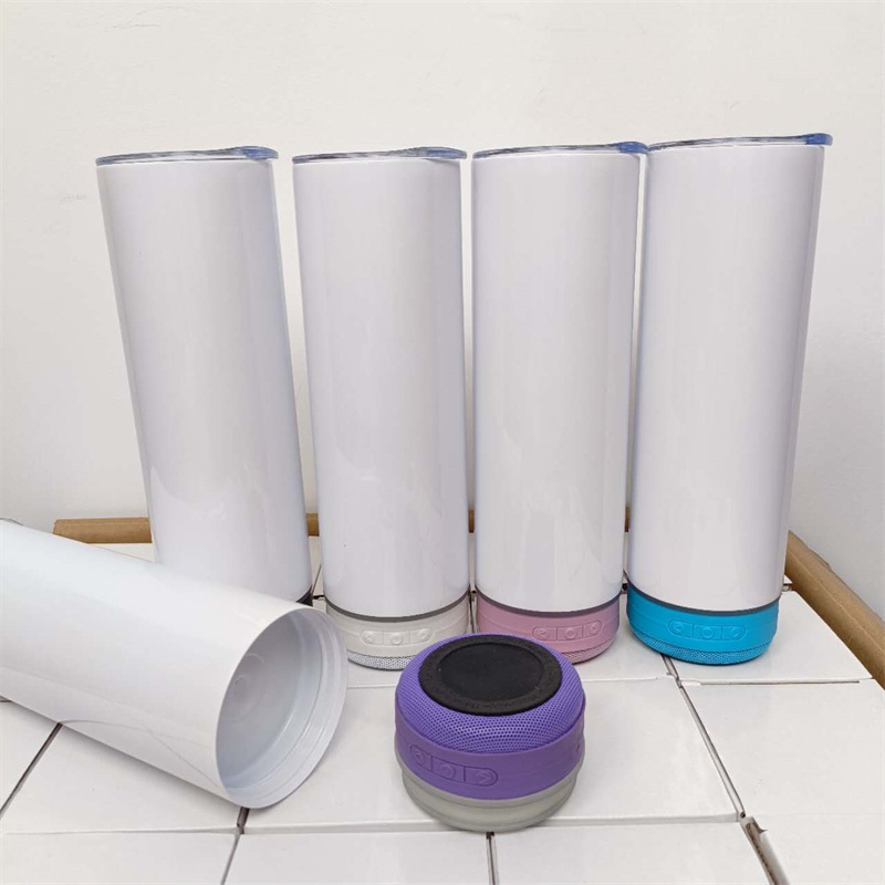 20oz Bluetooth Speaker Sublimation Tumbler | Plastic Straw | - RafeeSub