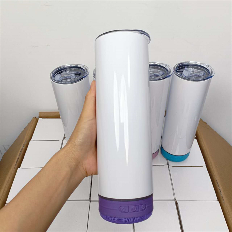 20oz Bluetooth Speaker Sublimation Tumbler | Plastic Straw | - RafeeSub