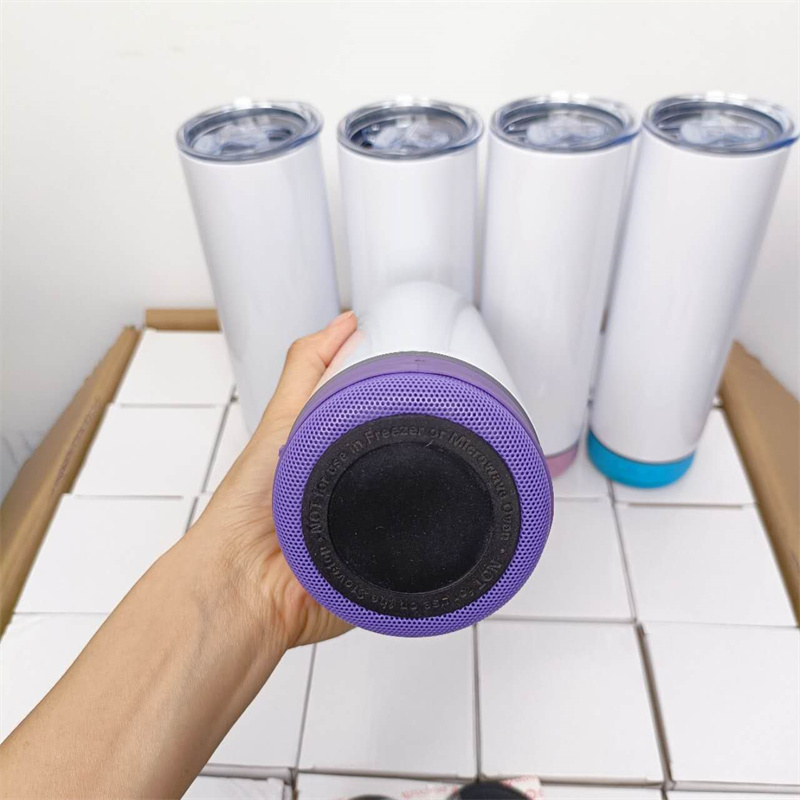 20oz Bluetooth Speaker Sublimation Tumbler | Plastic Straw | - RafeeSub