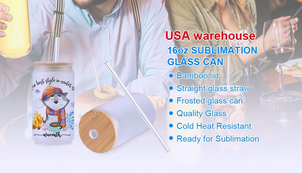US$ 80.00 - RTS USA warehosue 16oz clear/frosted sublimation glass