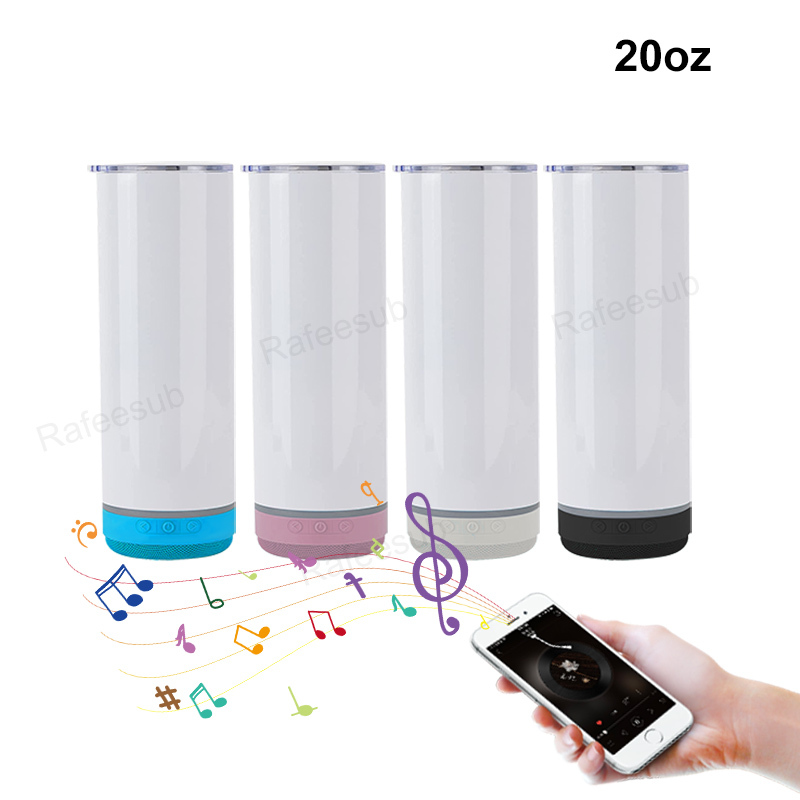 20oz Bluetooth Speaker Sublimation Tumbler | Plastic Straw | - RafeeSub