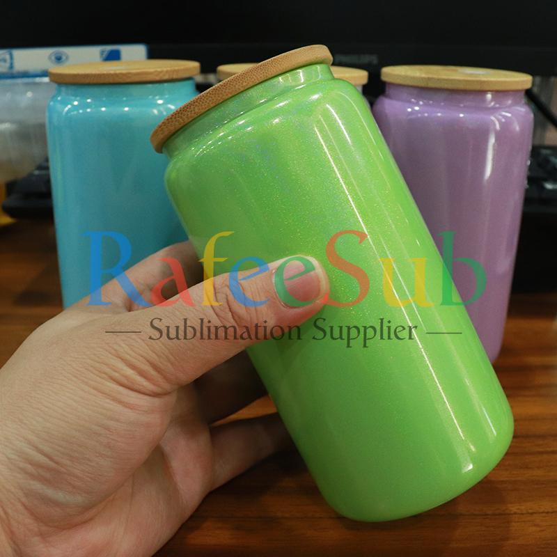 16oz Glitter Colored Glass Can | Sublimation Blanks | 50PCS- RafeeSub