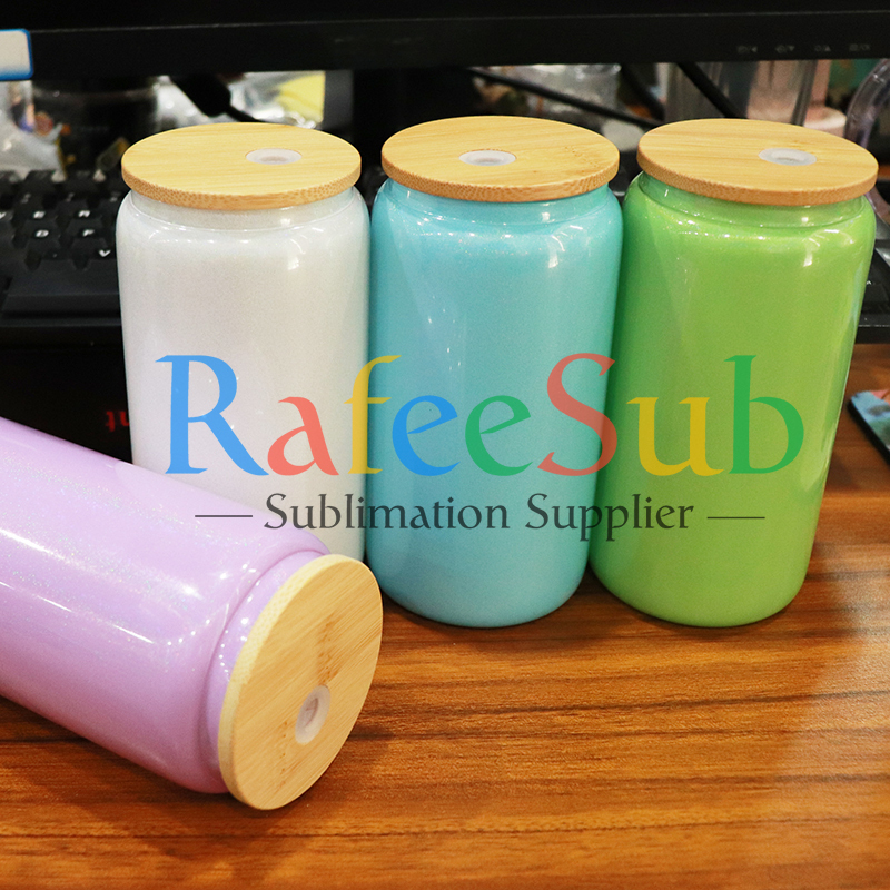 16oz Glitter Colored Glass Can | Sublimation Blanks | 50PCS- RafeeSub