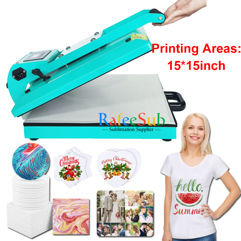PRE-SALE 15x15 inch T-shirts Heat Press Machines | Blue Green | | 1200W 110v | - RafeeSub