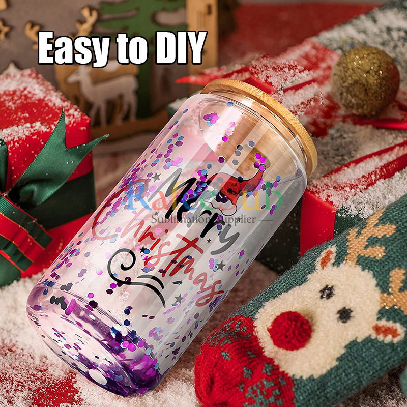 US Pre Sale 25PCS 16oz Clear Pre-drilled Hole Double Wall Glass Can Tumbler | Sublimation Blanks | - RafeeSub