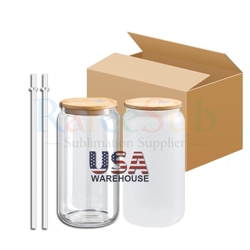 16oz Clear/ Frosted Sublimation Glass Can - RafeeSub