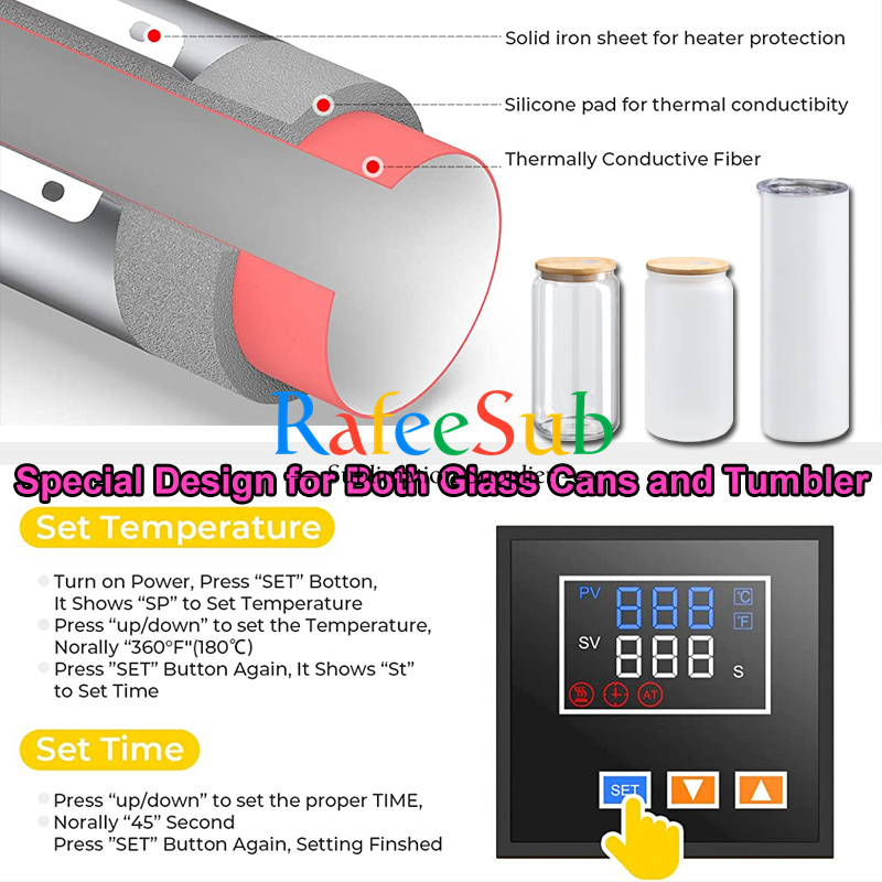 11oz -30oz Cup Mug Tumbler Heat Press Machine 110V 500W - RafeeSub