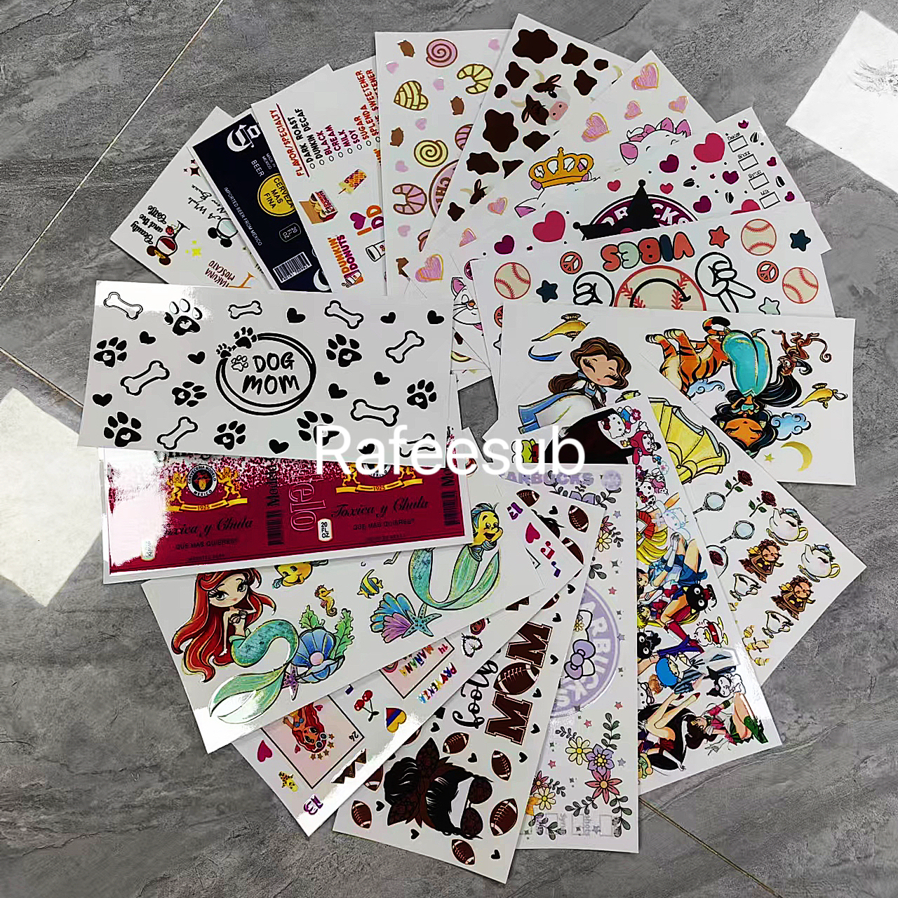 Sample Pack 32PCS 16oz Glass Can UV DTF Cup Wrap Transfers - RafeeSub