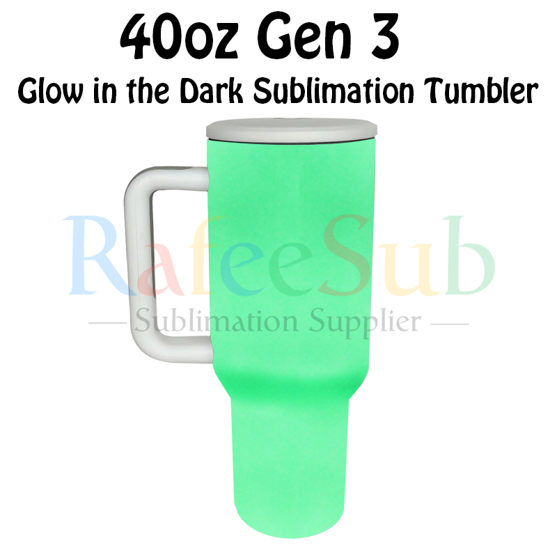 16PCS 40oz Gen 3 Glow in the Dark Sublimation Blanks Tumbler