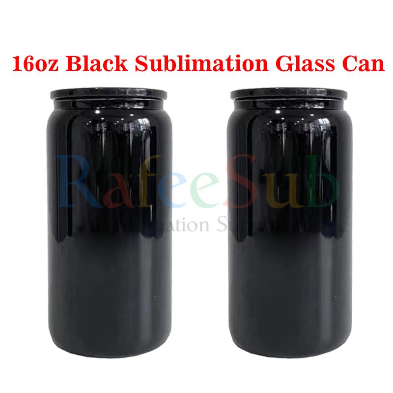 50PCS 16oz Blank Sublimation Glass Can with Plastic Lids