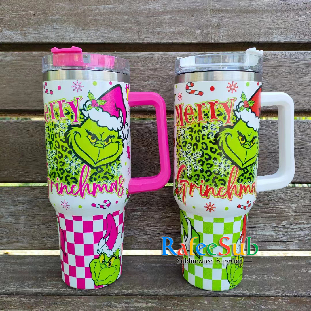 20PCS/CASE New Arrival Christmas Design 40oz Stainless Steel Tumbler with Handle