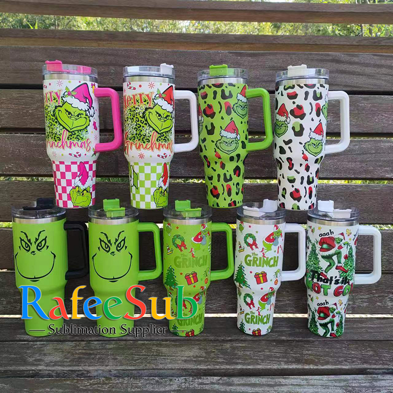 20PCS/CASE New Arrival Christmas Design 40oz Stainless Steel Tumbler with Handle