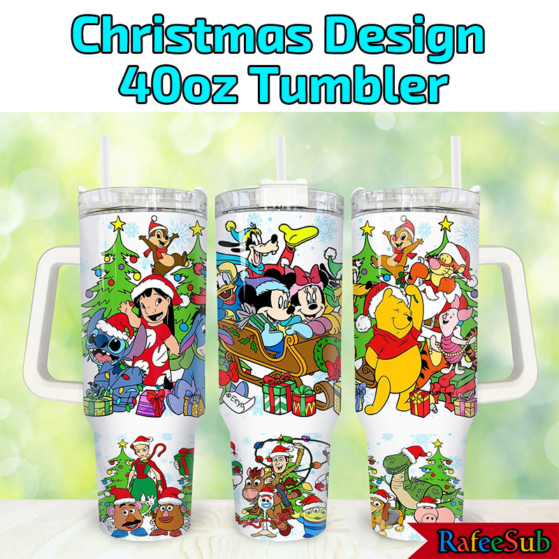 20PCS/CASE New Arrival Grinc.h Disn-e.y Christmas Design 40oz Stainless Steel Tumbler with Handle