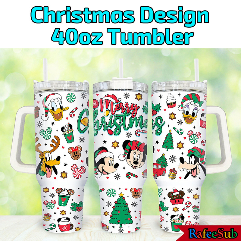 20PCS/CASE New Arrival Grinc.h Disn-e.y Christmas Design 40oz Stainless Steel Tumbler with Handle