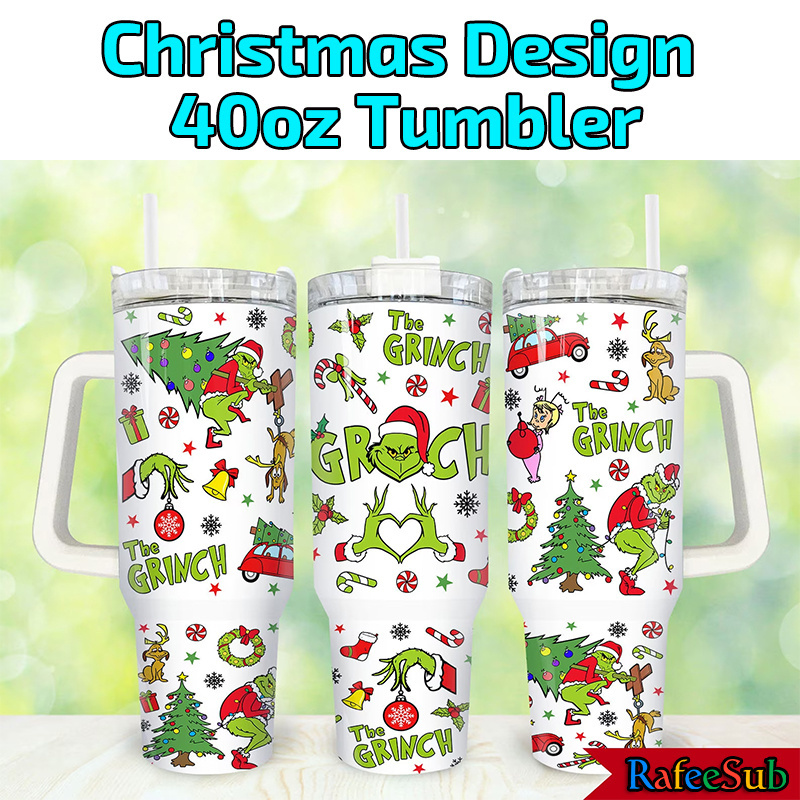 20PCS/CASE New Arrival Grinc.h Disn-e.y Christmas Design 40oz Stainless Steel Tumbler with Handle