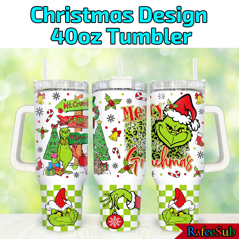 20PCS/CASE New Arrival Grinc.h Disn-e.y Christmas Design 40oz Stainless Steel Tumbler with Handle