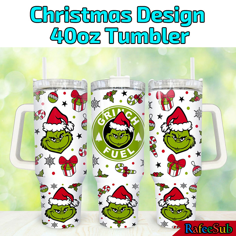 20PCS/CASE New Arrival Grinc.h Disn-e.y Christmas Design 40oz Stainless Steel Tumbler with Handle