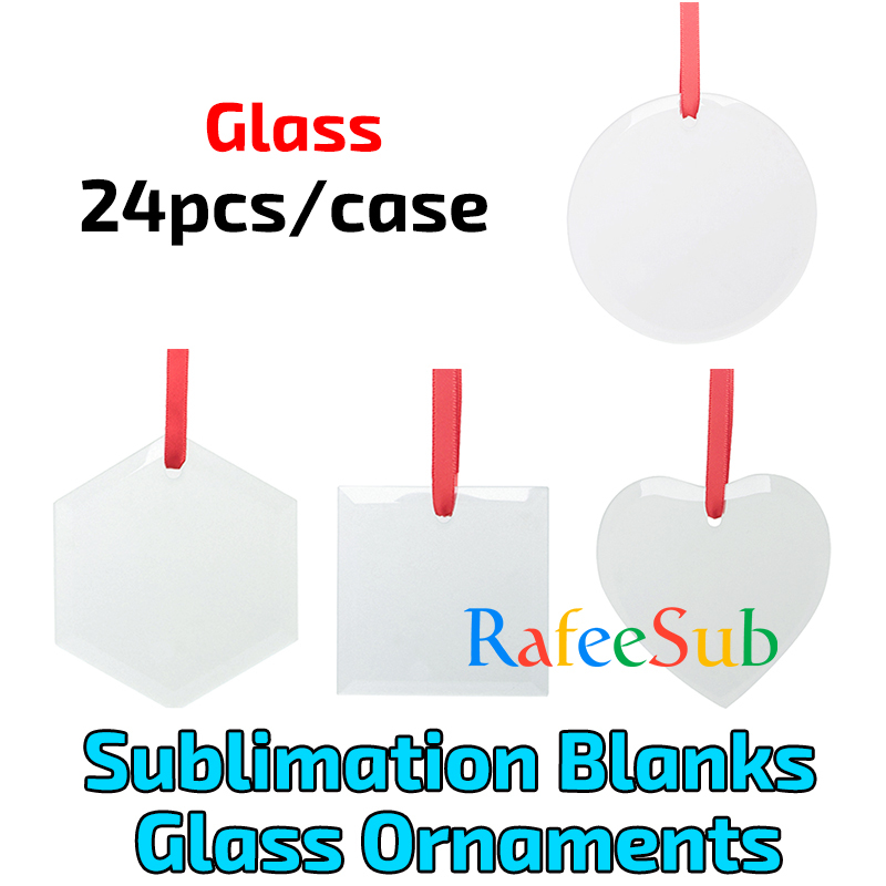 Wholesale 3 inch Sublimation Blanks Ornaments with Red Ribbon