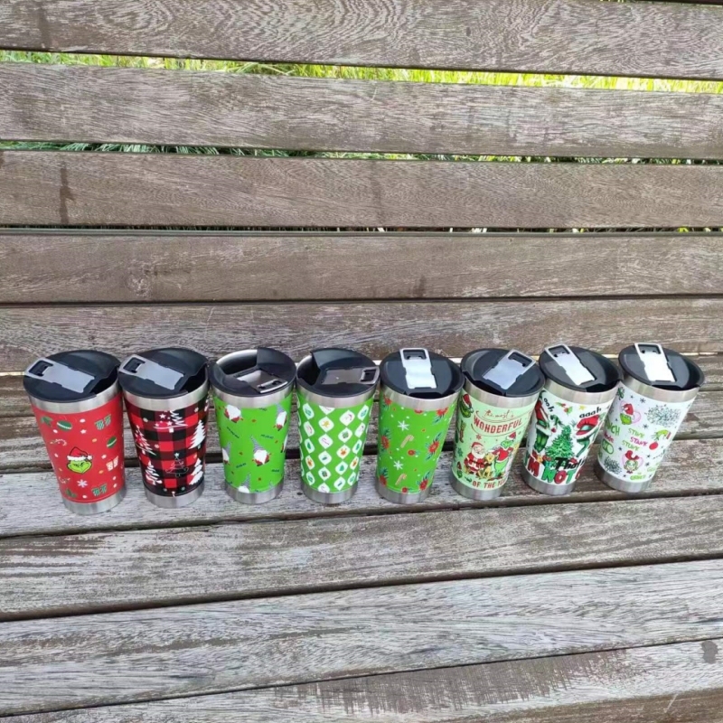 20oz Christmas Beer Tumbler  | Plastic Straw | RafeeSub