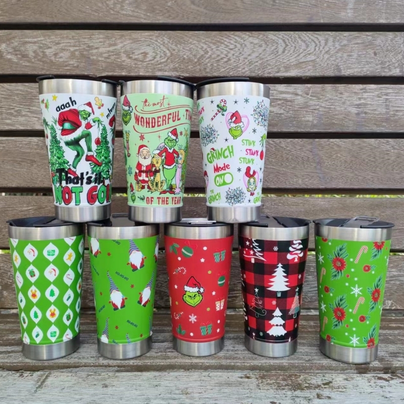 20oz Christmas Beer Tumbler  | Plastic Straw | RafeeSub