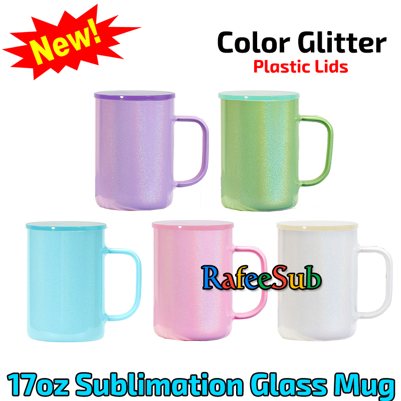 25PCS 16oz Color Glitter Sublimation Glass Can | Plastic Lids | - RafeeSub