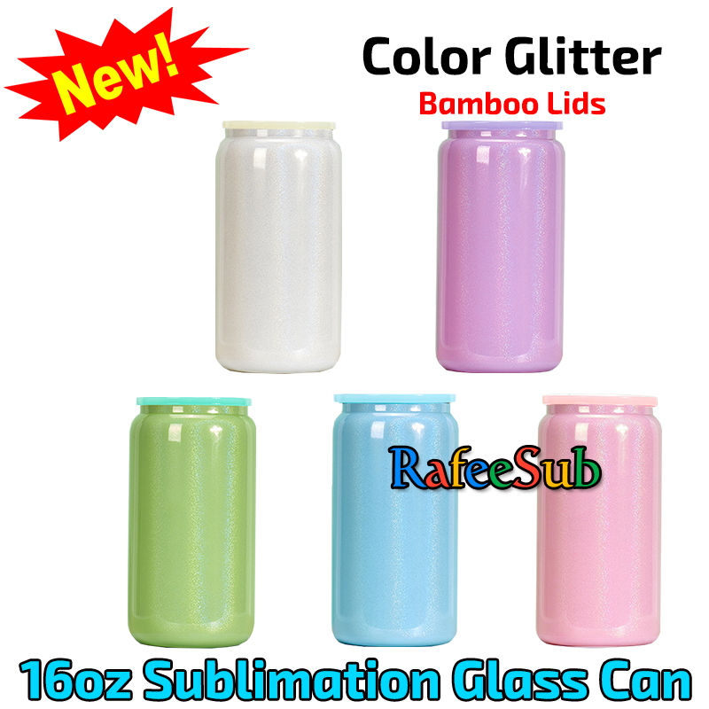 Ship from USA RTS 16oz colored jelly sublimation glass cans in