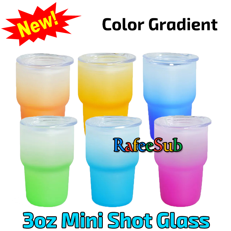 100PCS 3oz Color Gradient Sublimation Blanks Shot Glass - RafeeSub