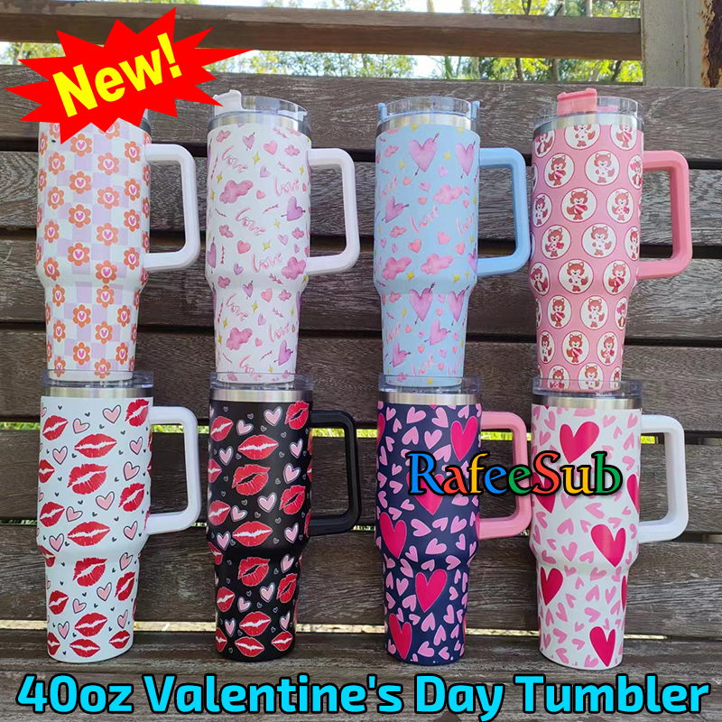 20PCS 40oz 3D Print Valentine's Day Pattern Adventure Quencher Stainless Steel Tumbler - RafeeSub
