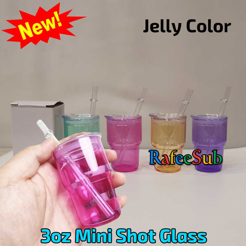100PCS 3oz Jelly Color Mini Sublimation Blanks Glass Can - RafeeSub
