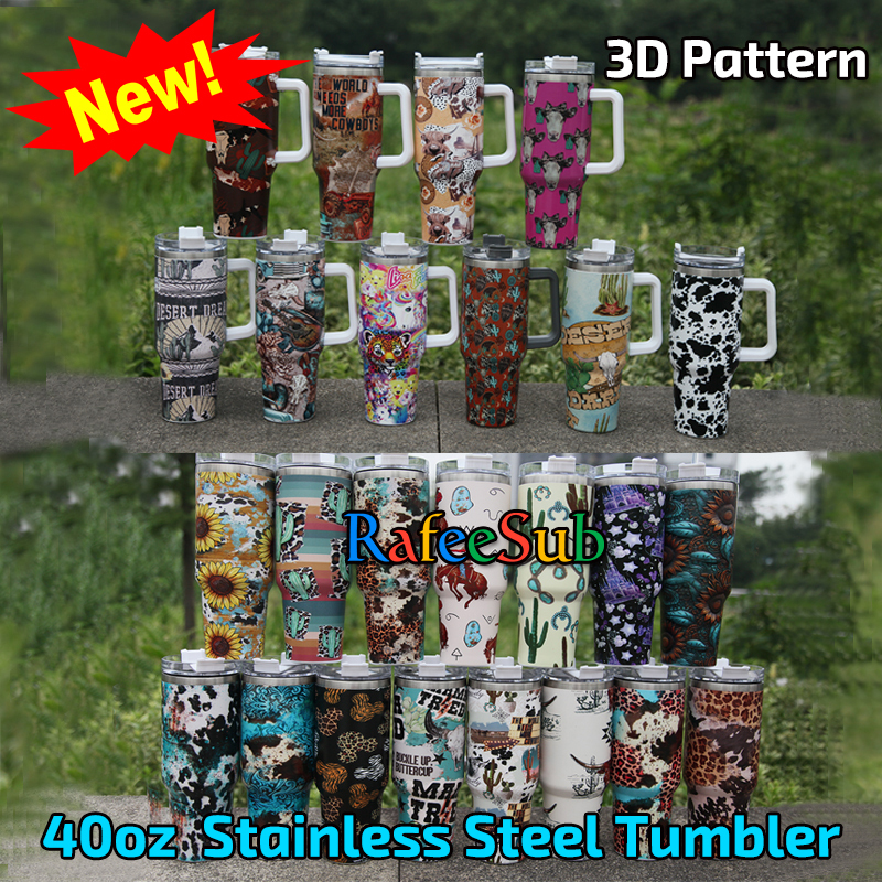 20PCS 40oz Cow Head Pattern Adventure Quencher Stainless Steel Tumbler - RafeeSub