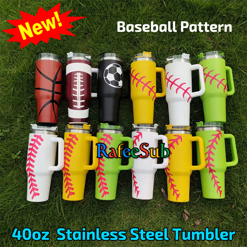 20PCS 40oz Baseball Pattern Adventure Quencher Stainless Steel Tumbler - RafeeSub