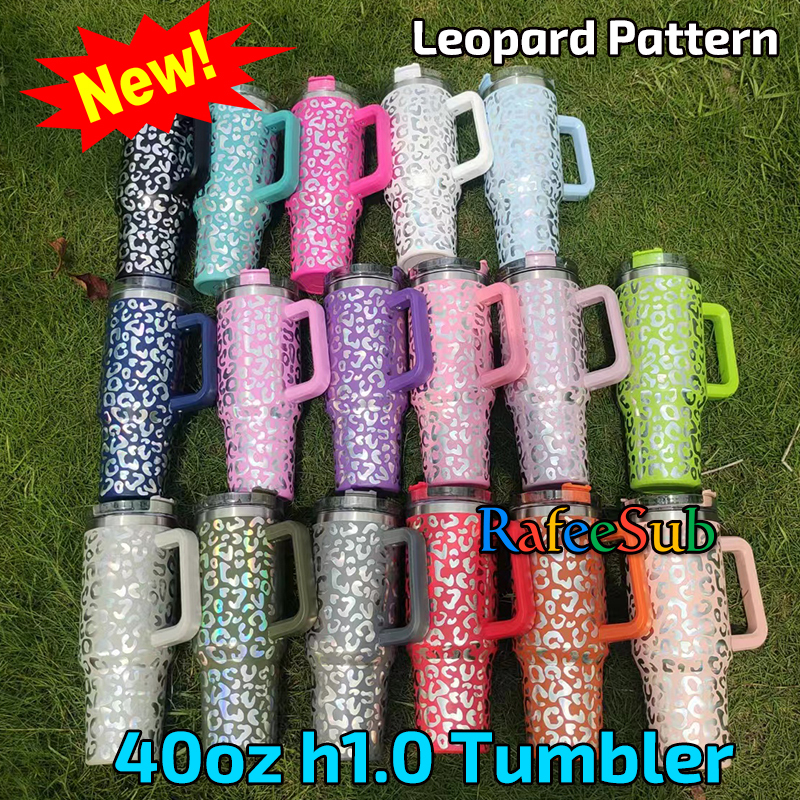 20PCS 40oz  Laser Leopard Print Adventure Quencher Stainless Steel Tumbler - RafeeSub