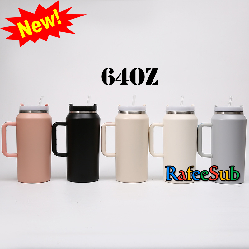 16PCS 64oz Powder Coated Large Capacity Stainless Steel Water Bottle with Handle - RafeeSub