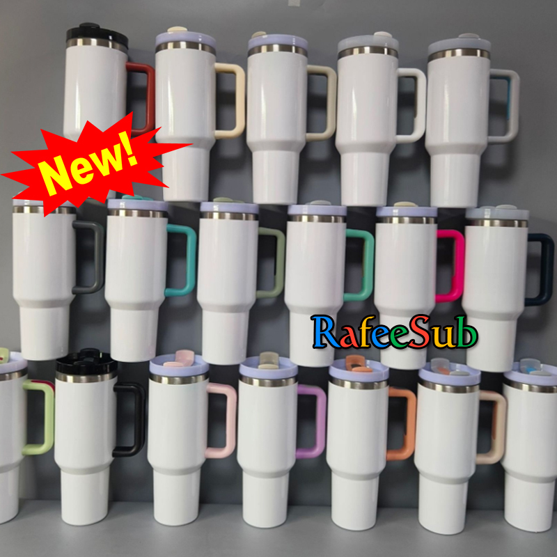 20PCS 40oz h2.0 Sublimation Blank Tumbler with Color Handle - RafeeSub
