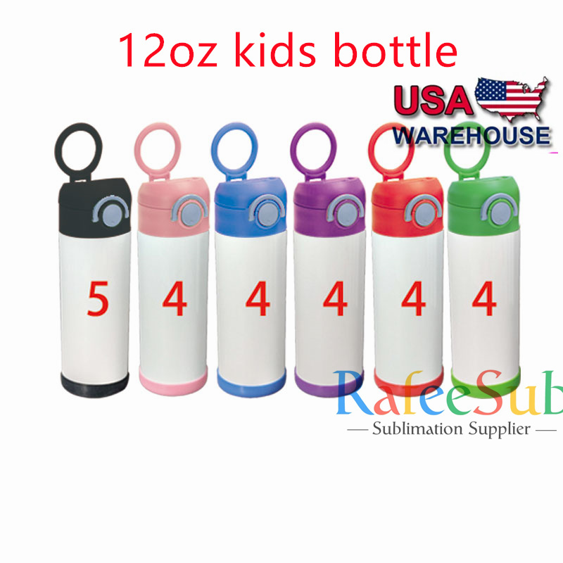 12oz Sublimation Kids Water Bottle WIth Flip Top Lids Mix 6 Color - RafeeSub