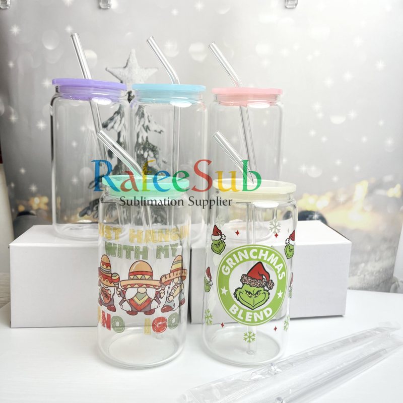 Ship from USA RTS 16oz colored jelly sublimation glass cans in