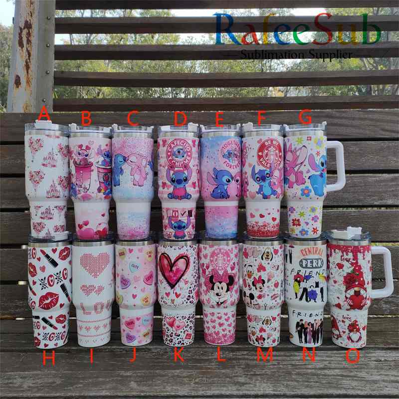20PCS/CASE New Arrival Valentine's Day Design 40oz Stainless Steel Tumbler with Handle