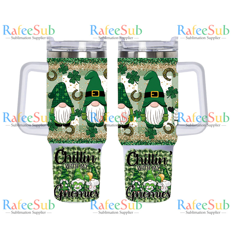 20PCS 40oz ST PATRICK'S DAY Stainless Steel Tumbler with Handle