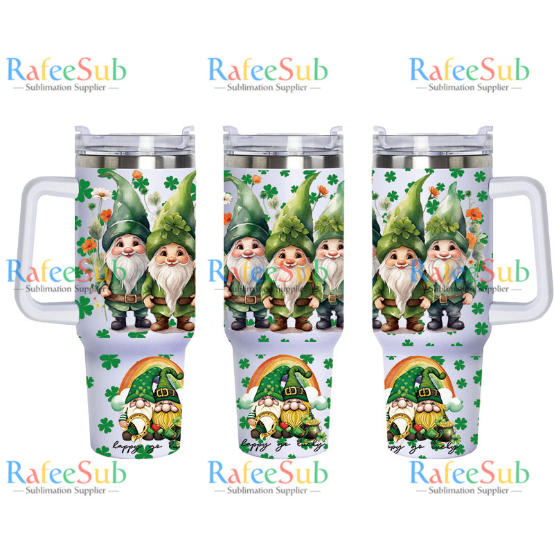 20PCS 40oz ST PATRICK'S DAY Stainless Steel Tumbler with Handle