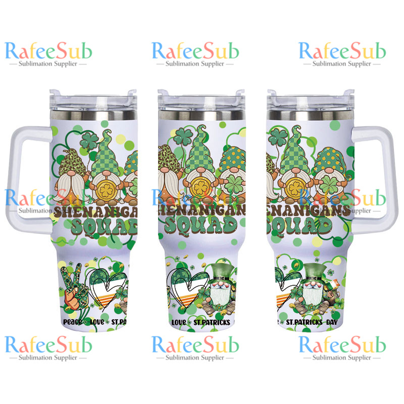 20PCS 40oz ST PATRICK'S DAY Stainless Steel Tumbler with Handle