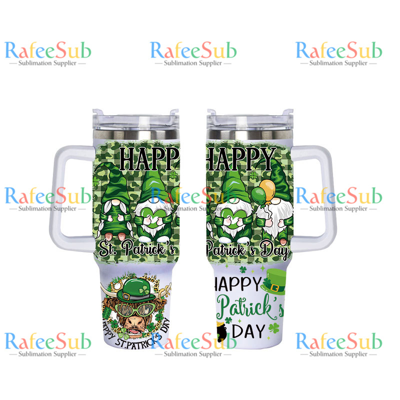 20PCS 40oz ST PATRICK'S DAY Stainless Steel Tumbler with Handle